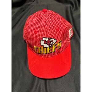 Vintage NFL Pro Line Kansas City Chiefs Hat Adjustable Red White Micro Check Cap